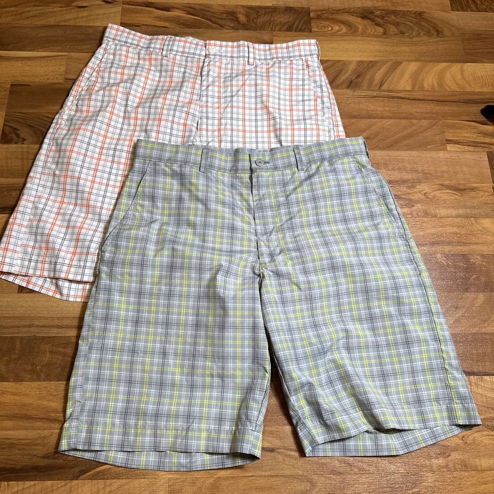 Lot Of‎ 2 Grand Slam Chino Golf Shorts Men's Size 32 White/Orange Gray/Yellow